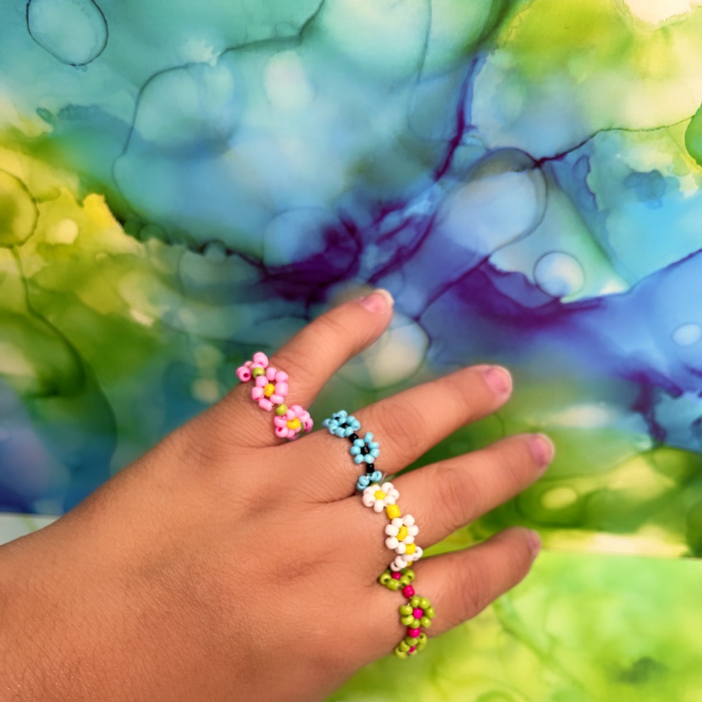 4 Seed Bead Rings Handmade